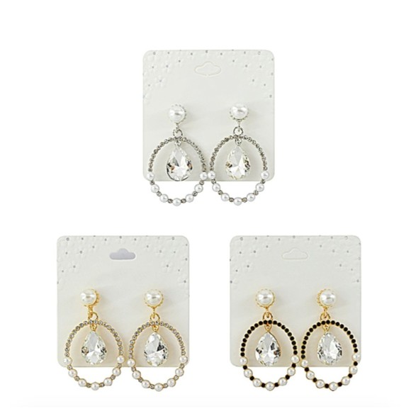 Unbranded Jewelry - WHOLESALE lot 3 pairs Dangle Rhinestone Pears Silver Gold  Earrings